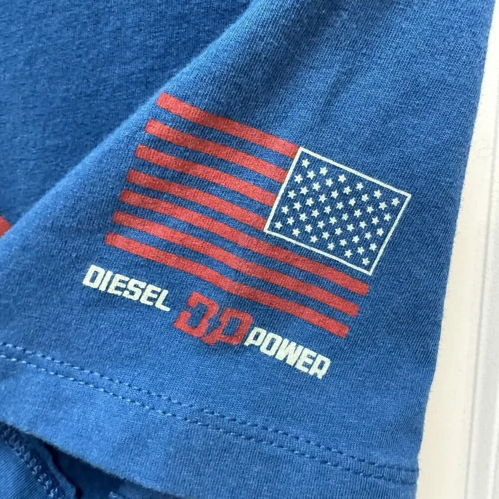 Don't Tread On Me Diesel Power Gear T-Shirt Rattle Snake XL Women Blue Red Flag - Picture 3 of 6